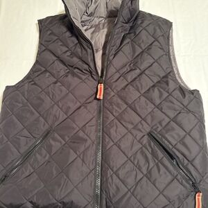 Mens M Daniel Cremieux Collection Reversible DOWN  puffer full zip vest BLK/GRY
